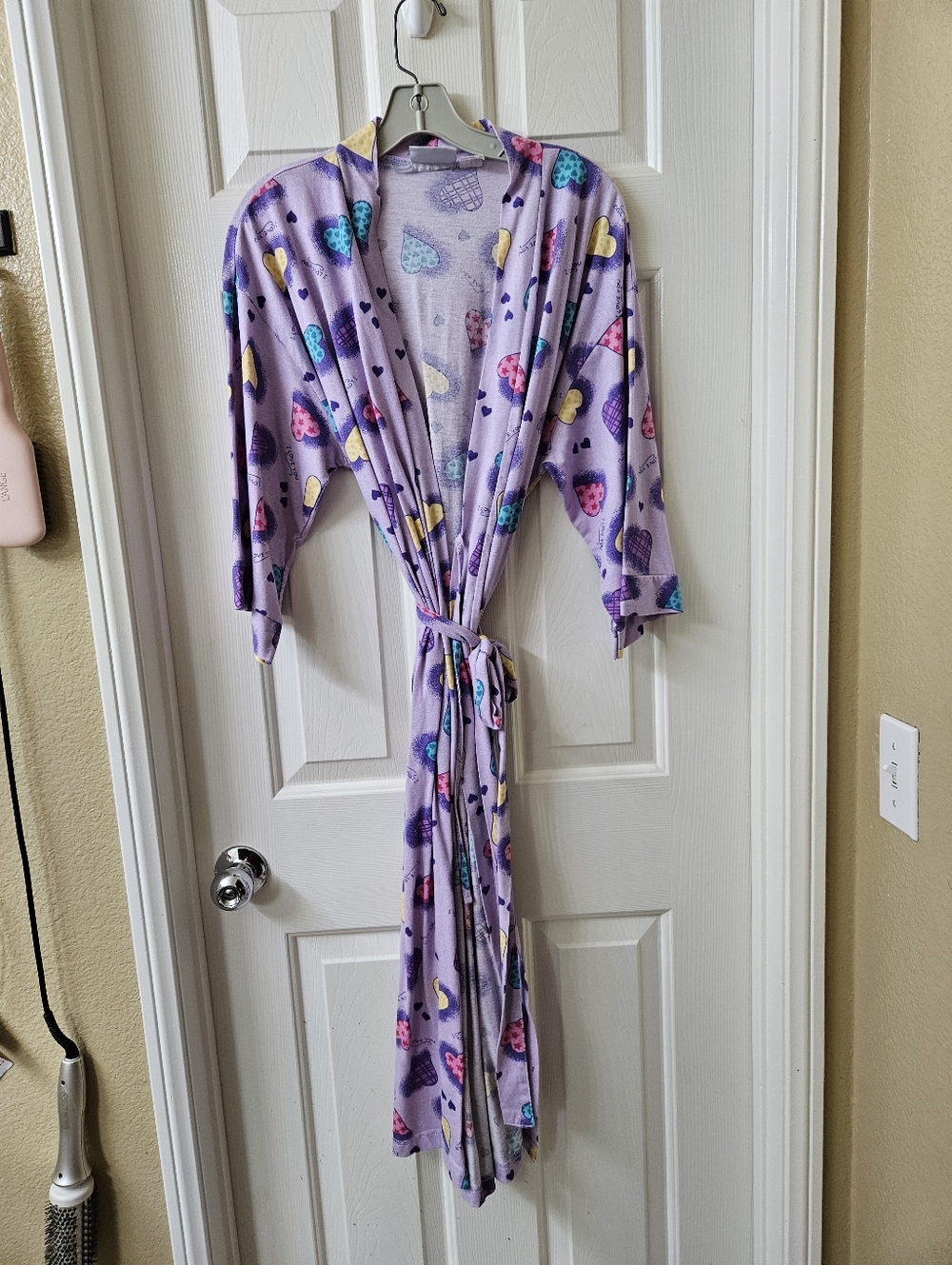 Women's Lavender Heart-Print Pajama Robe